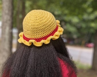 Luffy Inspired Crochet Bucket Hat: Anime Gift