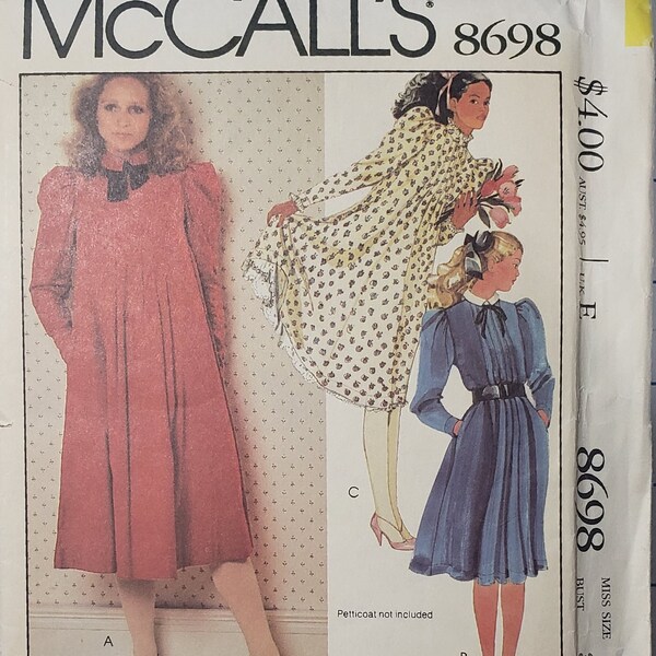 McCalls 8698 Laura Ashley Sewing Pattern 1980s Vintage