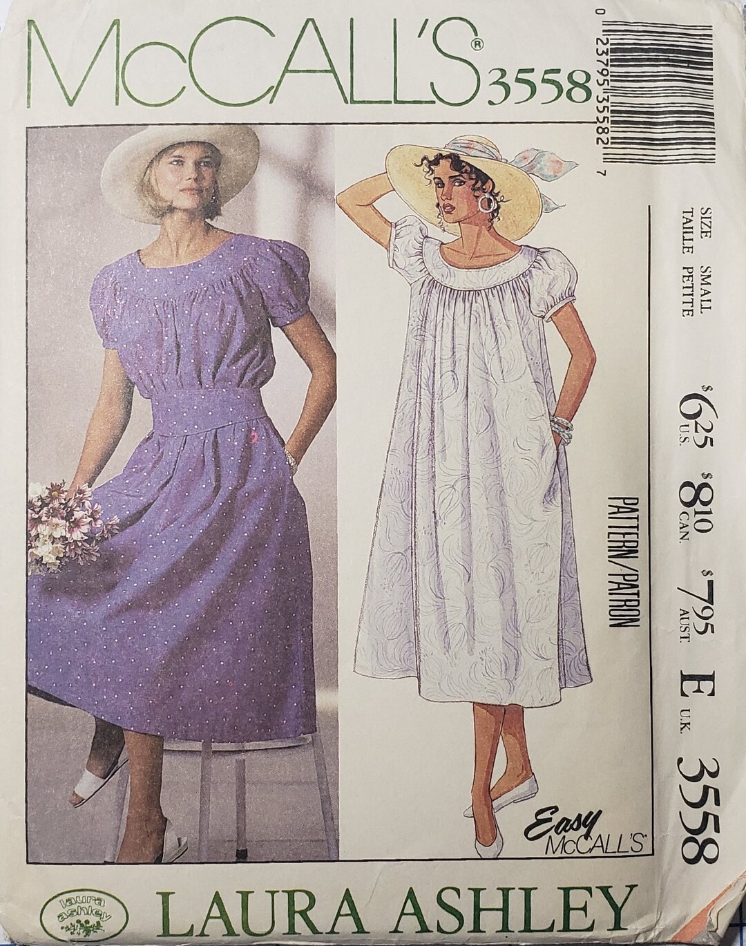 Mccalls 3558 Laura Ashley Sewing Pattern 1980s Vintage Etsy