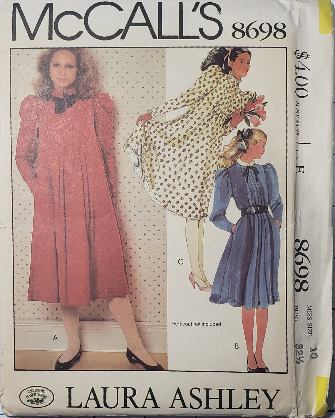 Mccalls 8698 Laura Ashley Sewing Pattern 1980s Vintage Etsy