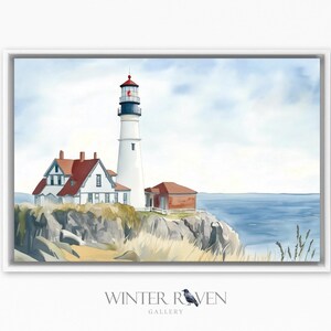 Lighthouse Framed Wall Art, Canvas Art, Lighthouse Decor, Coastal Art, Framed Print, Bathroom Decor, Lighthouse Print, Lighthouse Seascape