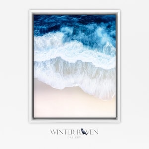 Ocean And Beach Framed Wall Art, Canvas Art, Ocean Wall Art, Beach Wall Art, Framed Print, Coastal Art, Ocean Waves Print, Portrait View