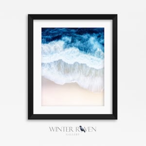 Ocean And Beach Framed Wall Art, Ocean Wall Art, Beach Wall Art, Framed Print, Coastal Art, Ocean Waves Print, Portrait View