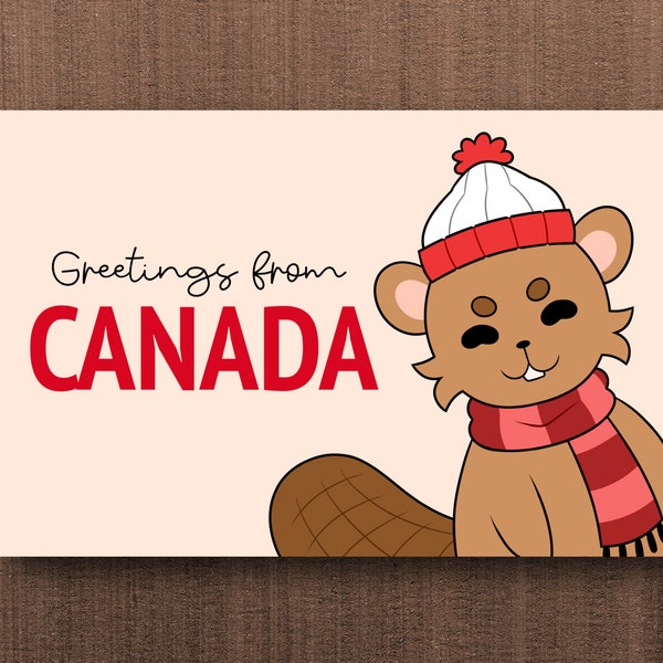 Canadian Beaver Greetings From Canada Postcard for Postcrossing - Individual / Set of 5