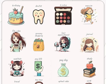 Everyday Life Digital Stickers, Daily Planner Stickers, Goodnotes Stickers, OneNote Stickers, PNG Stickers
