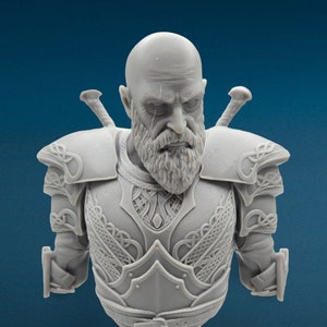 3D Resin Figurine Unpainted | Kratos Bust | Fan Art | Fantasy Figurine | Hobby Painting
