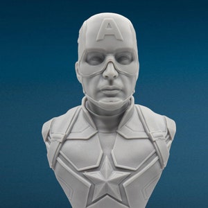 3D Resin Figurine Unpainted | Captain America Bust | Fan Art | Fantasy Figurine | Hobby Painting