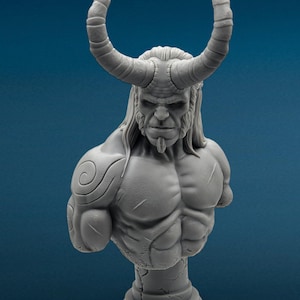 3D Resin Figurine Unpainted | Hellboy Bust | Fan Art | Fantasy Figurine | Hobby Painting