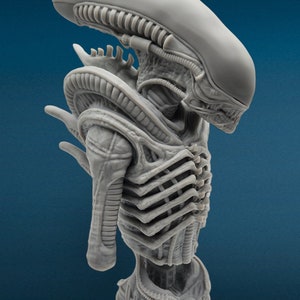 3D Resin Figurine Unpainted | Xenomorph Alien Bust | Movie Fan Art | Fantasy Figurine | Hobby Painting
