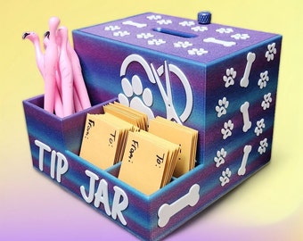 Salon Tip Jar | 3D Printed | Custom Colors | Pet Grooming | Dog Groomer | Cat Groomer | Grooming Salon Tip Jar