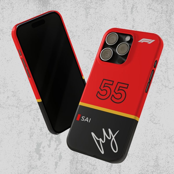 iPhone 15 Max, Pro, 14,13,12,11,X,Xr,7+,8+,SE Cover Formula One Racing Carlos Sainz Phone Case Design Gift Idea For Boyfriend, F1, Simple