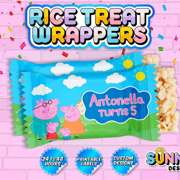 Kids Birthday Rice Bar Wrapper - Printable Labels - Kids Birthday Rice Treats Labels - Personalized Wrapper Labels - Digital Design