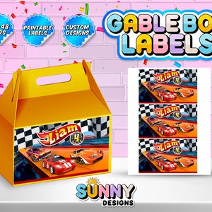 Race Cars Label for Gable Boxes - Race Cars Party Treats - Race Cars Party Favors - Gable Box Lables - Printable labels - Personalized