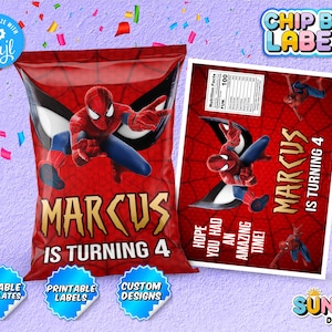 EDITABLE Spider-Man Chip Bag Label - Chip Bag Labels - Printable Labels