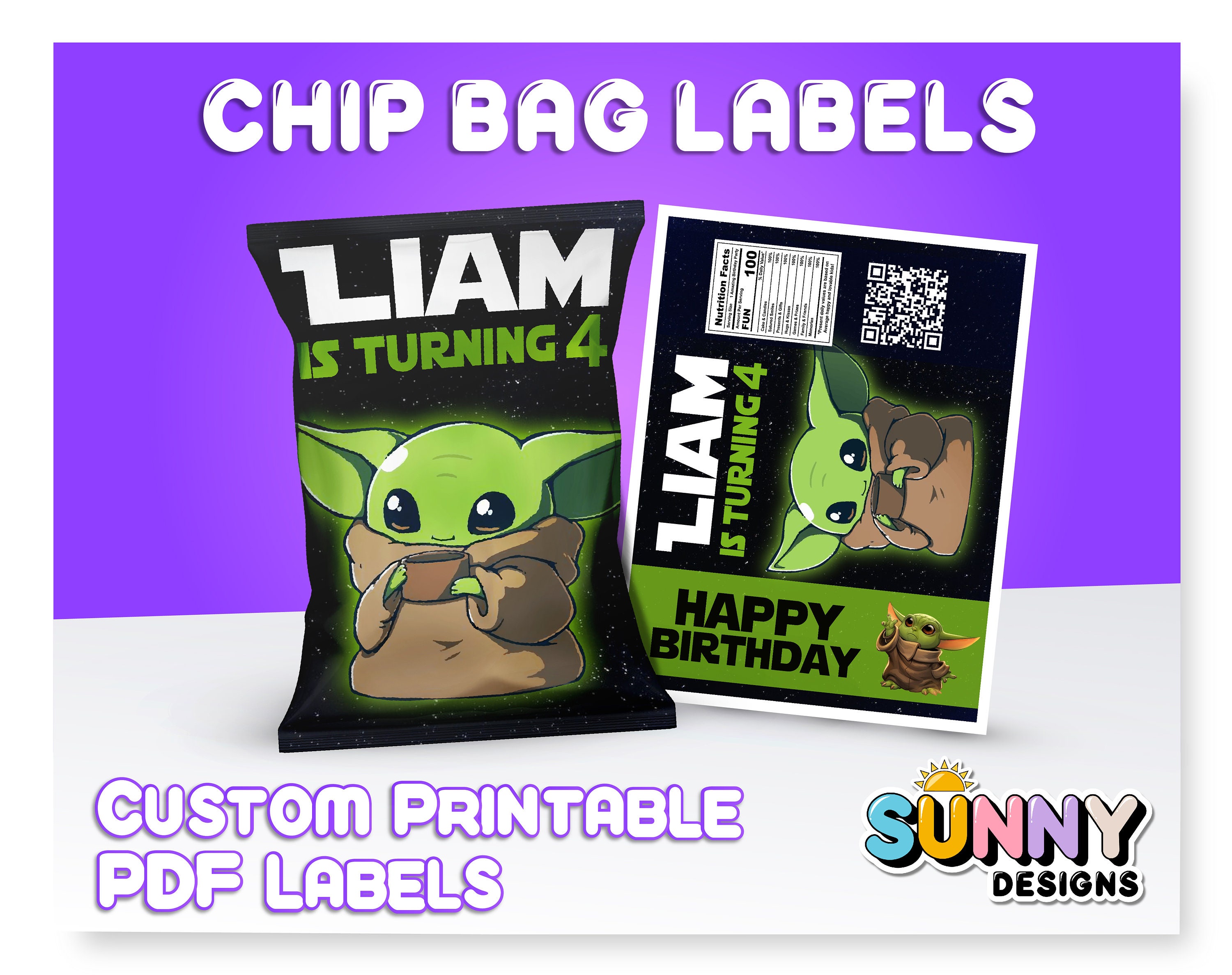 Baby Yoda Chip Bag Labels Baby Yoda Party Treats Baby Yoda Etsy