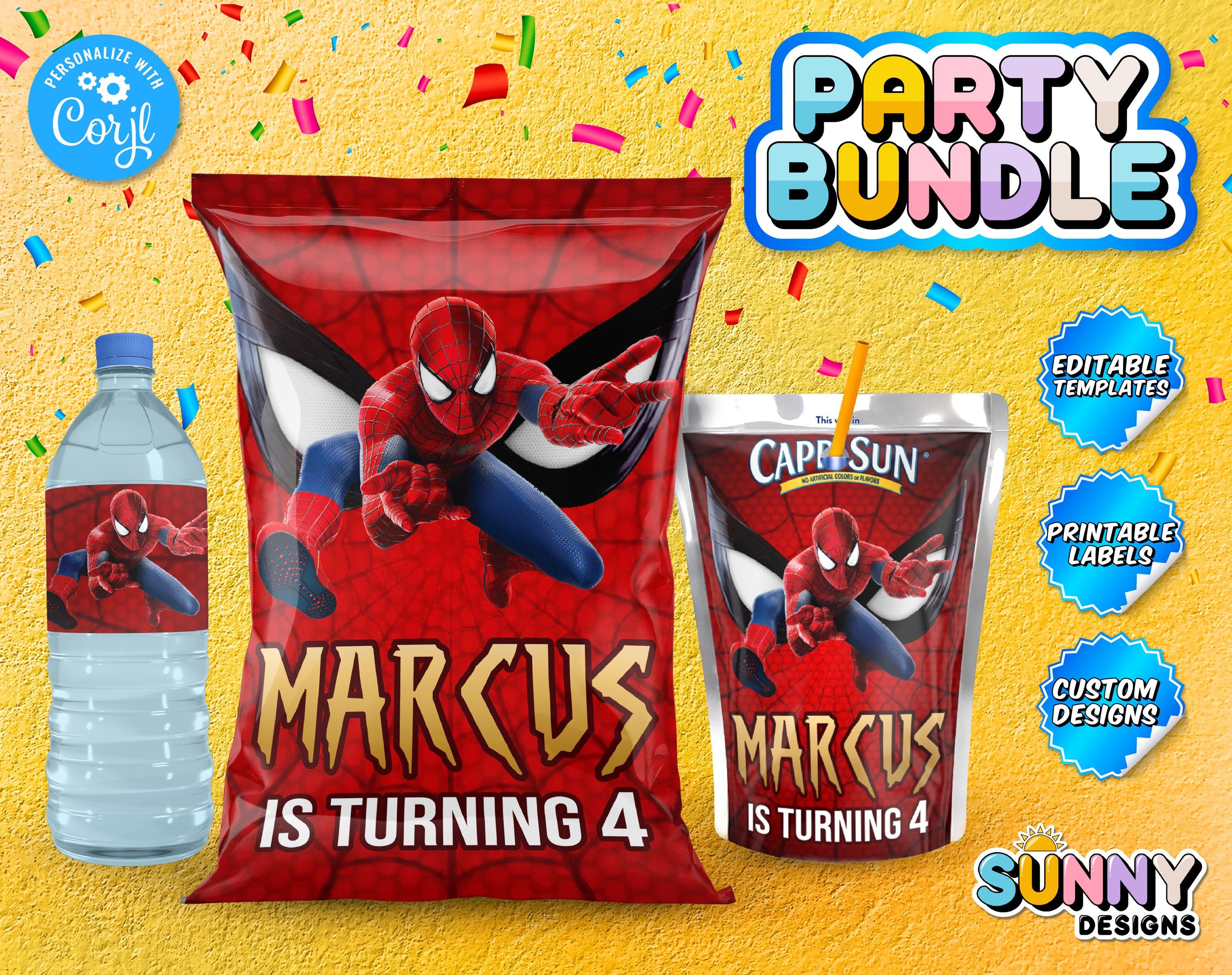 EDITABLE Spider-man Party Bundle Labels Party Bundle Chip