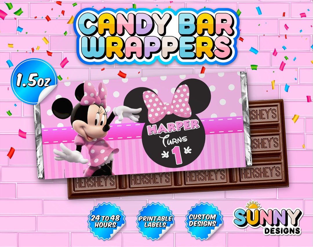 Minnie Mouse Candy Bar Wrapper Minnie Mouse Party Treats Minnie Mouse ...
