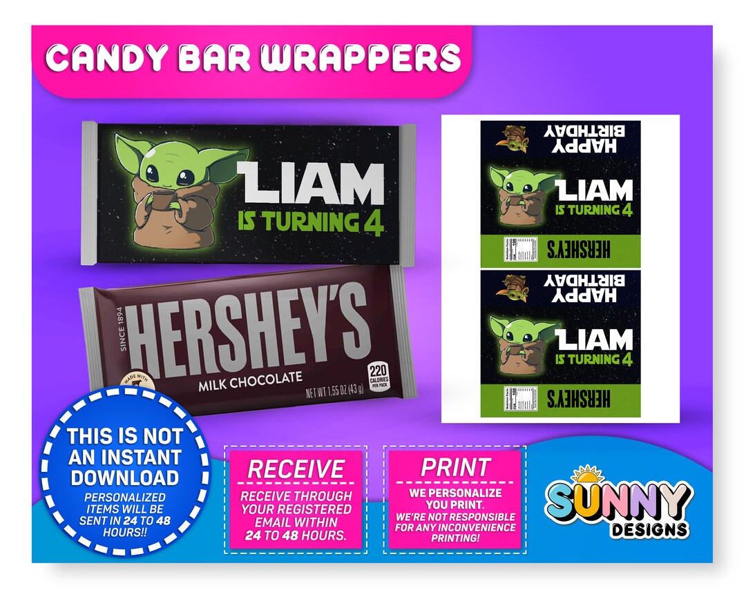 Baby Yoda Candy Bar Wrapper Baby Yoda Party Treats Baby Etsy