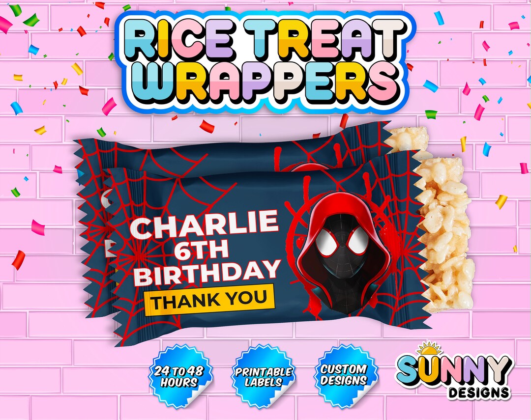 Kids Birthday Rice Bar Wrapper Printable Labels Kids Birthday Rice ...