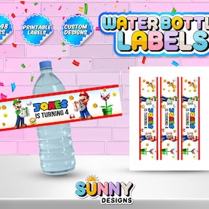 Super Mario Bros Pegatinas para botellas de agua, 50 unidades, bonitas,  impermeables, estéticas, modernas para adolescentes, niñas, perfectas para