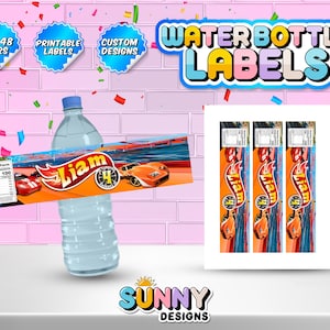 Race Cars Water Labels - Race Cars Party Treats - Race Cars Party Favors - Water Label - Printable labels - Personalized