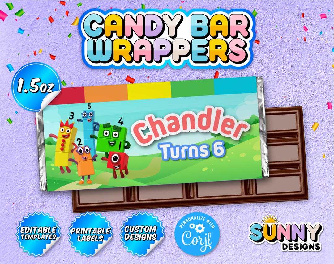 EDITABLE Number Blocks Candy Bar Wrapper - Number Blocks Party Treats ...