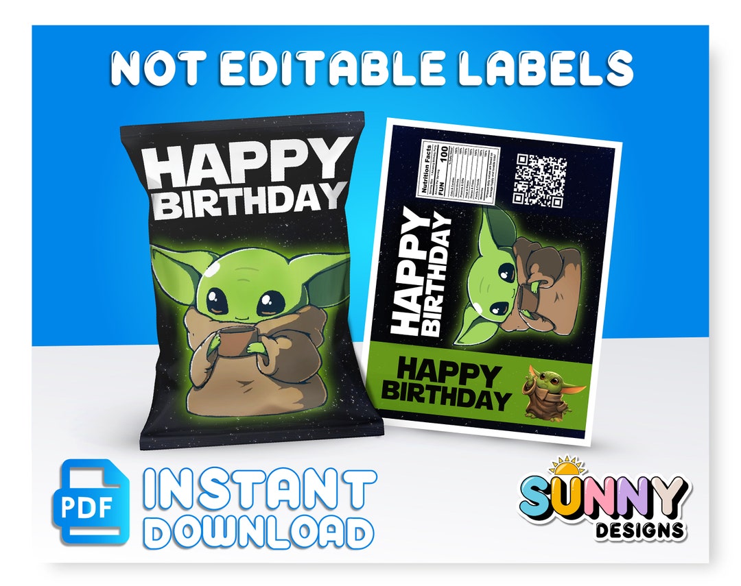 Baby Yoda Chip Bag Labels Baby Yoda Party Treats Baby Yoda Party Favors Chip Bags Printable