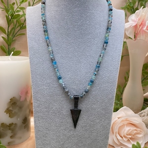 Arrowhead Necklace | Dragon’s Vein Gemstone Beaded Necklace  | Gothic Style Jewelry | Matching Bracelet Option | Length Size Options