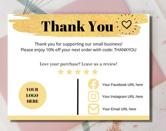 Canva Template | Thank You Card | Customizable Package Insert Card | Printable Thank You Package Insert | Real Estate Business Card |