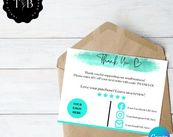 Canva Template | Thank You Card | Customizable Package Insert Card | Printable Thank You Package Insert | Real Estate Business Card |