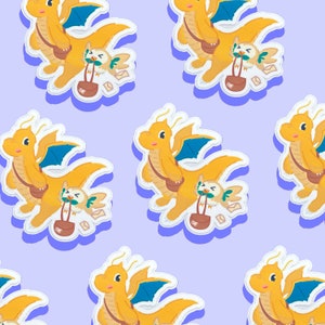 Dragonite and Rowlet Sticker