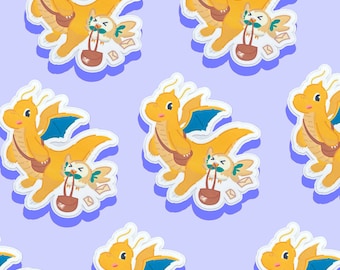 Pegatina de Dragonite y Rowlet