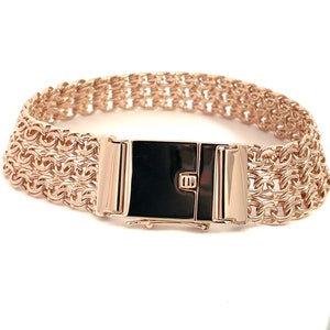 Handmade 14K solid gold triple Bismark Garibaldi bracelet