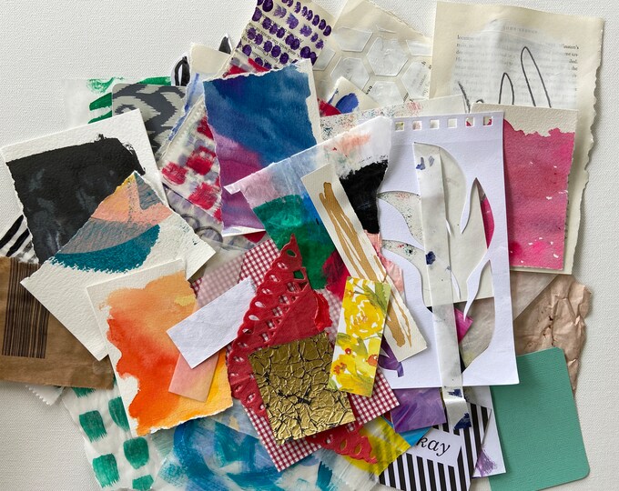 Collage Paper Pack B 25 Pieces Hand Painted Ephemera and Fodder Painted ...