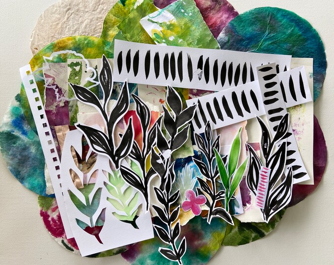 Collage Paper Pack - 50 (A) Pieces - Hand Painted Ephemera and Fodder ...