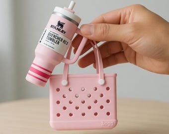 Mini Bogg Bag Accessory, Doll Size Tote, Hard Plastic Mini Bag, Bag Charm Insert, Purse Decor