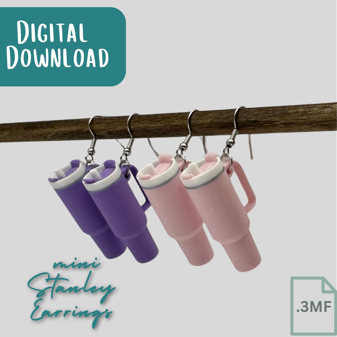 Miniature Stanley Earrings | 3MF/STL File for 3D Printing - Digital ... image.