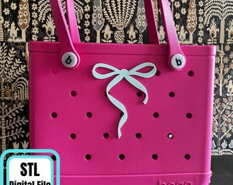Archivo STL de dije para bolso Coquette Bow Bogg, descarga digital, archivo de impresión de accesorio para bolso, diseño de mini dije