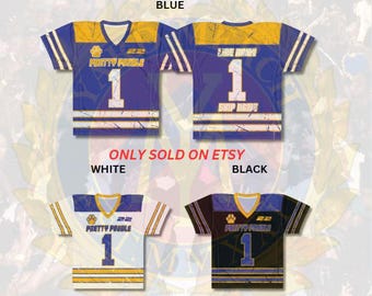 Sigma Gamma Rho Football Jersey | Custom SGRho Sorority Game Day Shirt | Blue & Gold Greek Apparel for Sorors