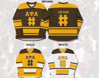Camiseta de hockey personalizada Lambda Upsilon Lambda - Camiseta deportiva personalizada con letras griegas