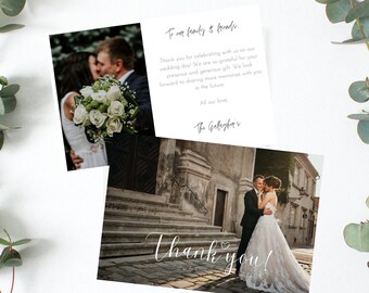 Biglietto di ringraziamento per foto di matrimonio, biglietto di ringraziamento minimalista, biglietto di ringraziamento stampabile, modificabile