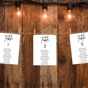 Wedding Table Plan, Seating Chart Template, Table Numbers, Hanging Seating Chart, Seating Plan, Printable, Editable, Minimalist