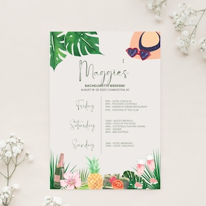 Bachelorette Party Itinerary Template, Bachelorette Weekend, Wedding ...