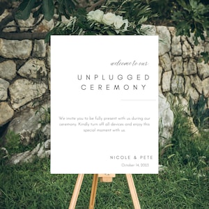 Unplugged Ceremony Sign, Minimalist, Unplugged Wedding Sign, Wedding Ceremony Sign, Template, Printable, Editable