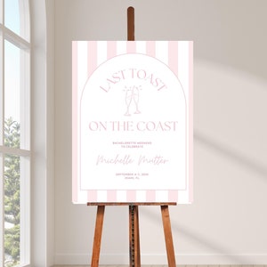 Last Toast On The Coast, Bachelorette Welcome Sign, Bachelorette Party, Beach, Bachelorette Sign, Editable Canva Template