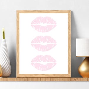 Light Pink Kiss Print – Minimal Lips Wall Art, Feminine Digital Poster, Cute Modern Print for Bedroom or Vanity Decor