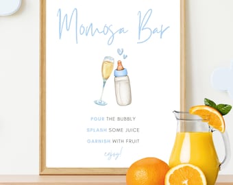 Momosa Bar Sign, Mimosa Bar Sign, Baby Shower Decor, Baby Shower Sign, Cocktail Bar Sign, Boy Baby Shower