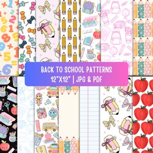 Back to School Digital Papers, Seamless Repeat Printable Pattern, Instant Download File, Classroom Background, Teacher Graphics, Education