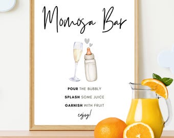 Momosa Bar Sign, Mimosa Bar Sign, Baby Shower Decor, Baby Shower Sign, Cocktail Bar Sign, Gender Reveal