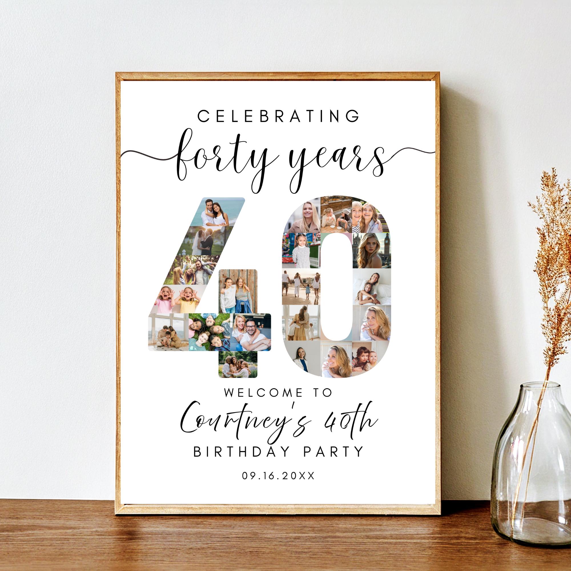 40th Birthday Poster, Photo Collage, Decorations, Birthday Banner